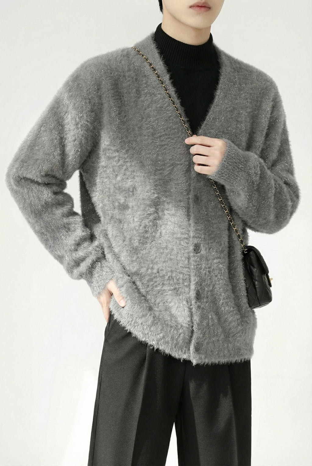 ラメシャギーニットカーディガン