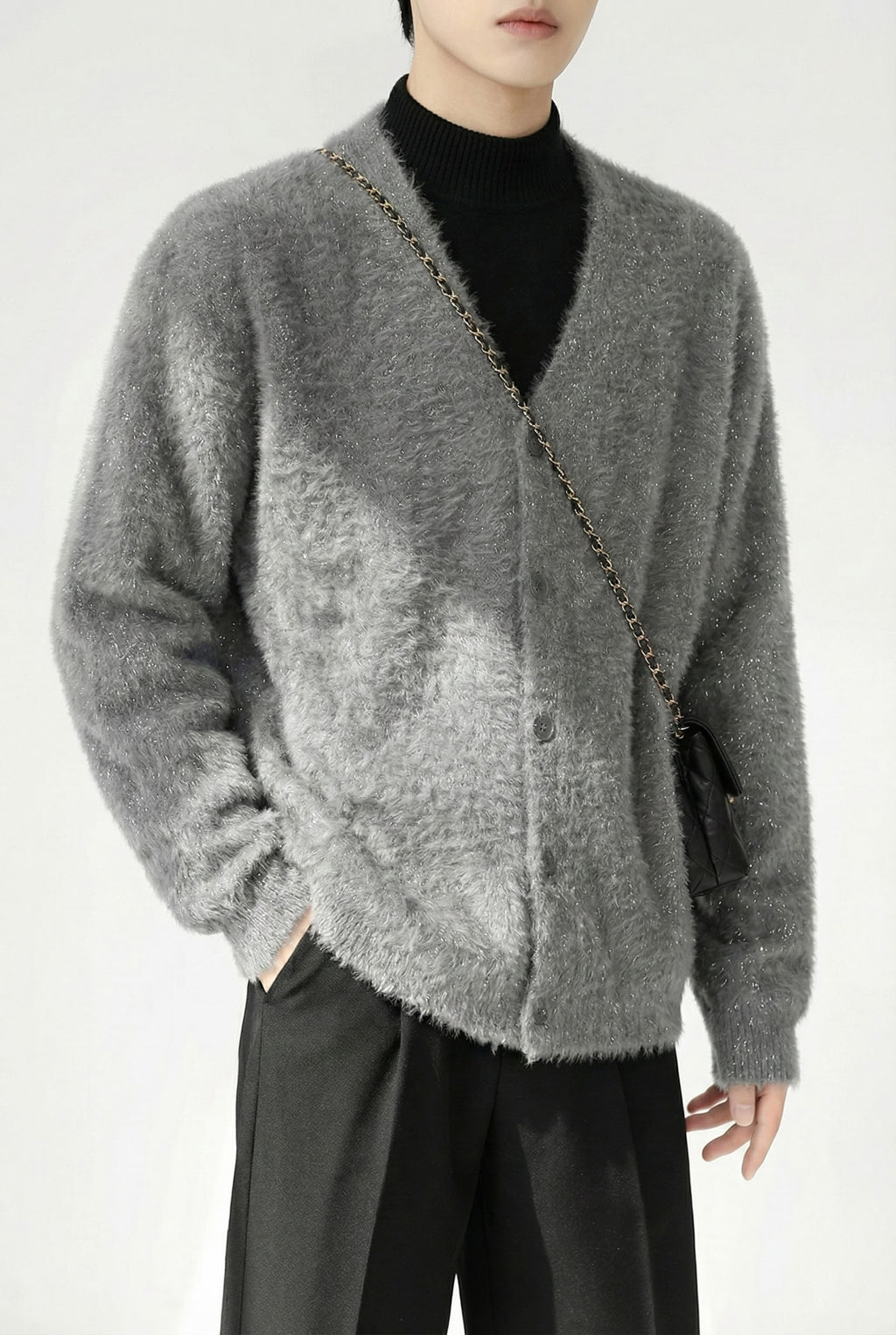 ラメシャギーニットカーディガン