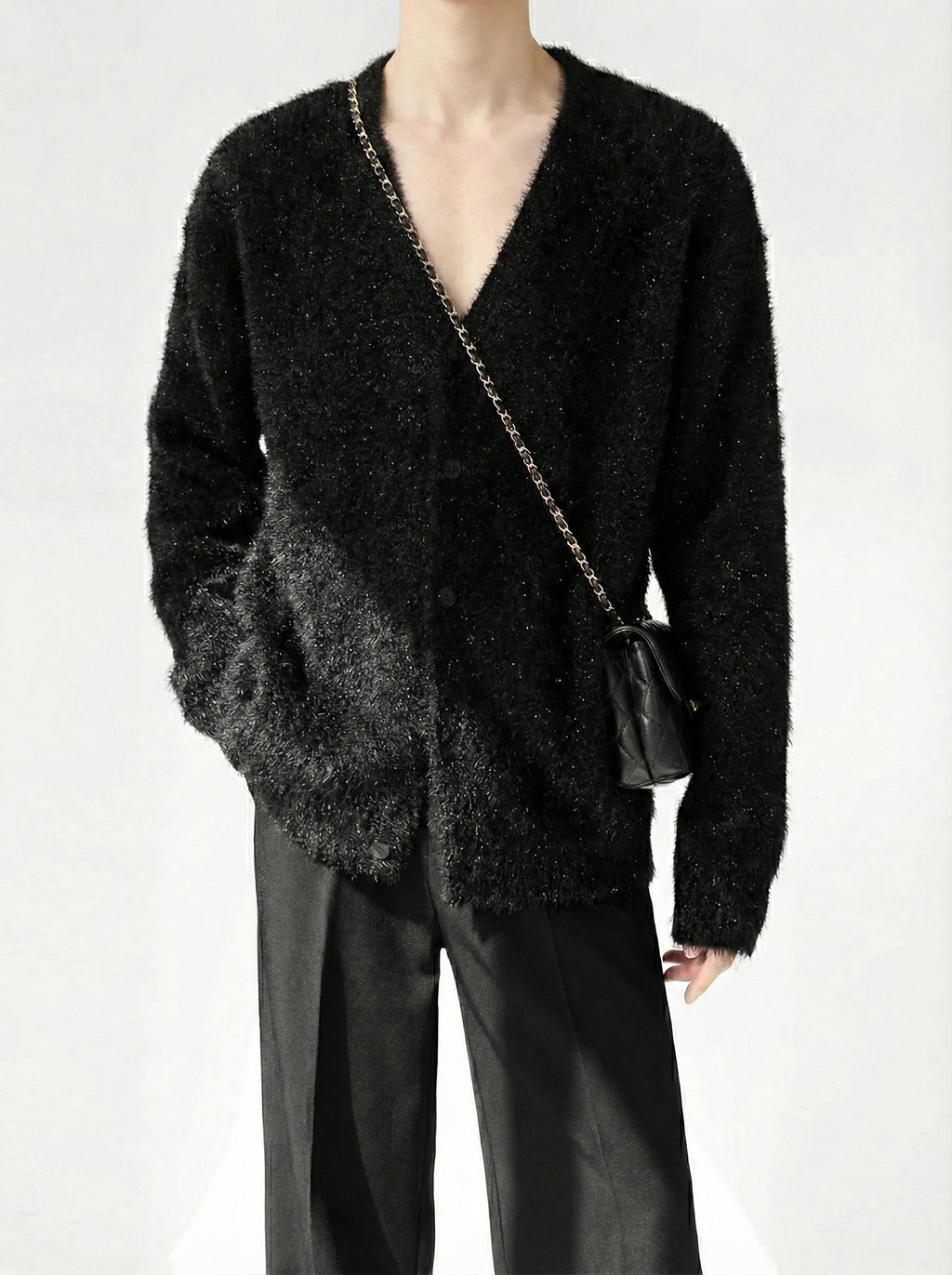 ラメシャギーニットカーディガン