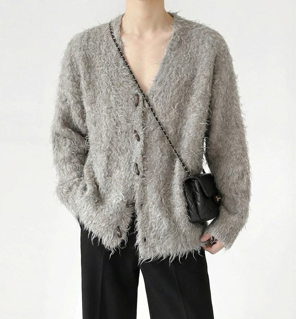 エアリーシャギーニットカーディガン