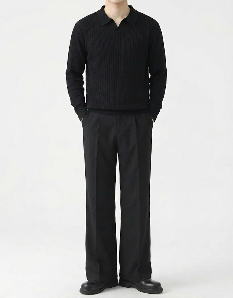 リブニットポロロングスリープ