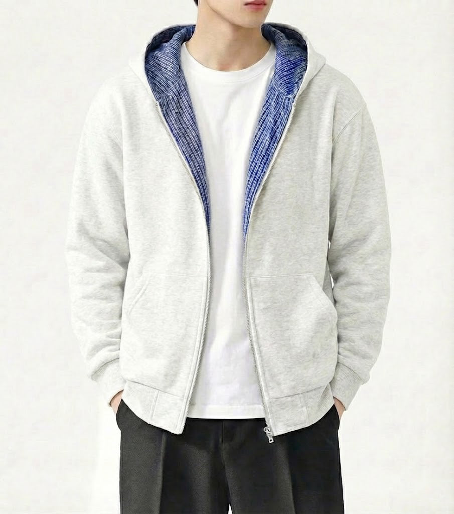 リバーシブルチェックフーディー