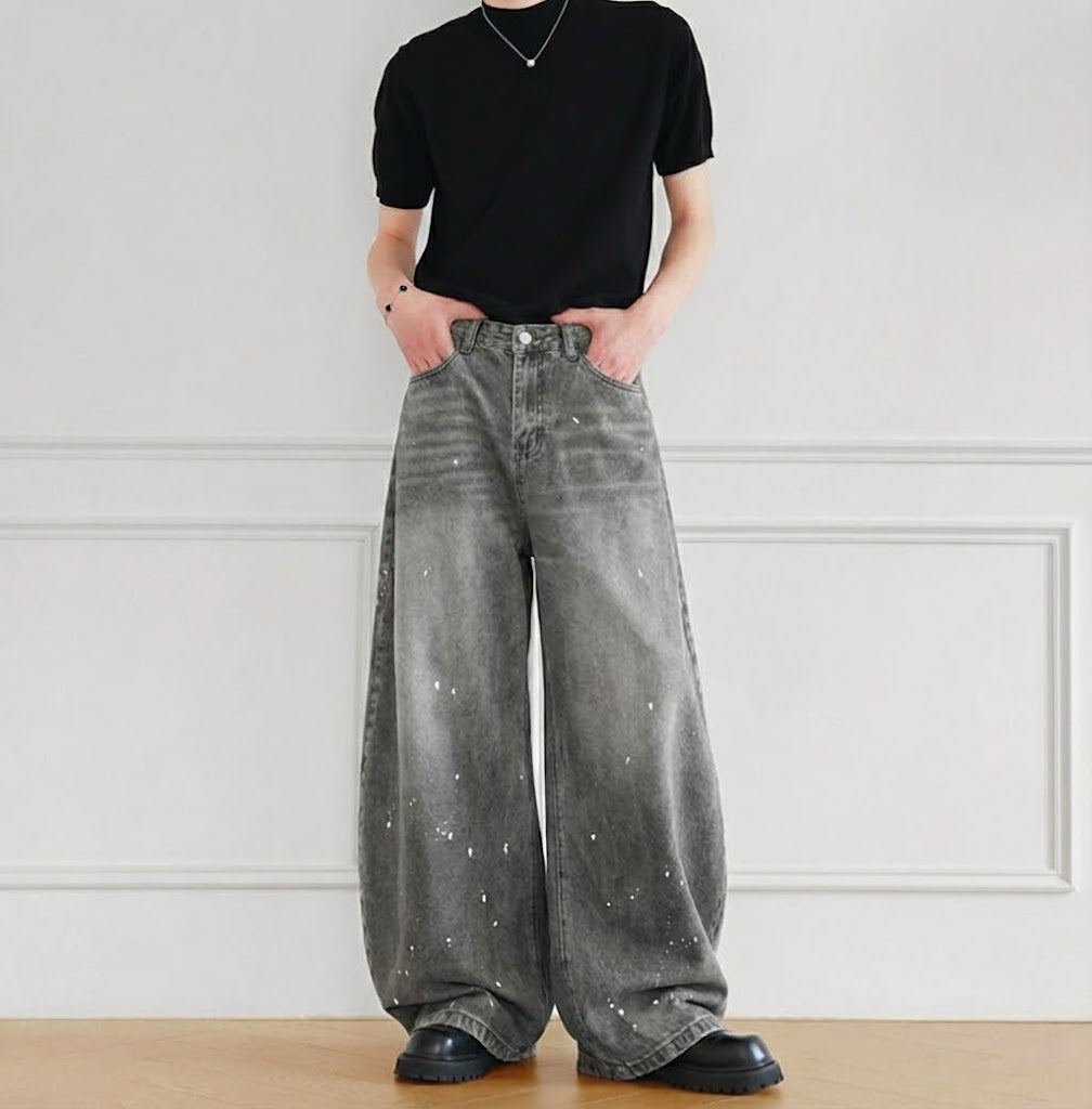 ペイントワイドデニムパンツ