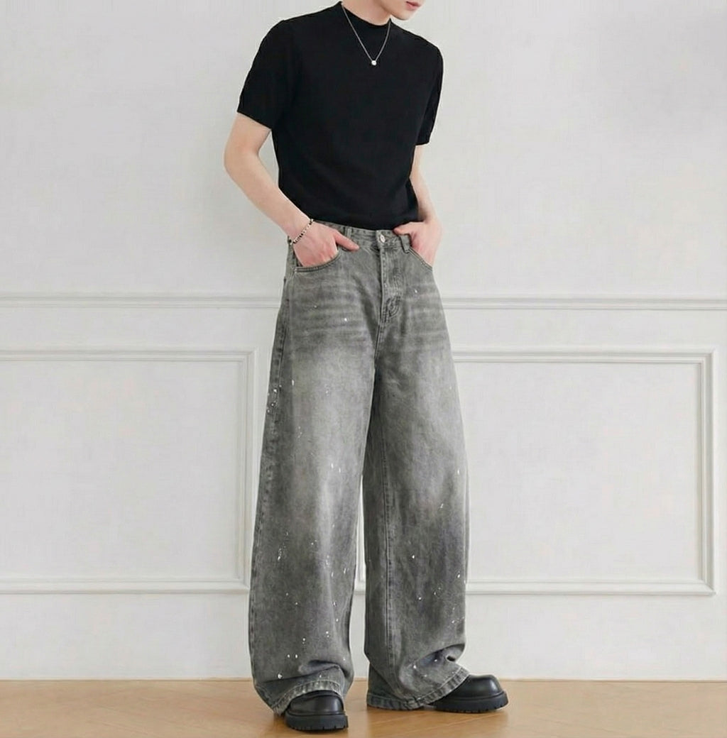 ペイントワイドデニムパンツ
