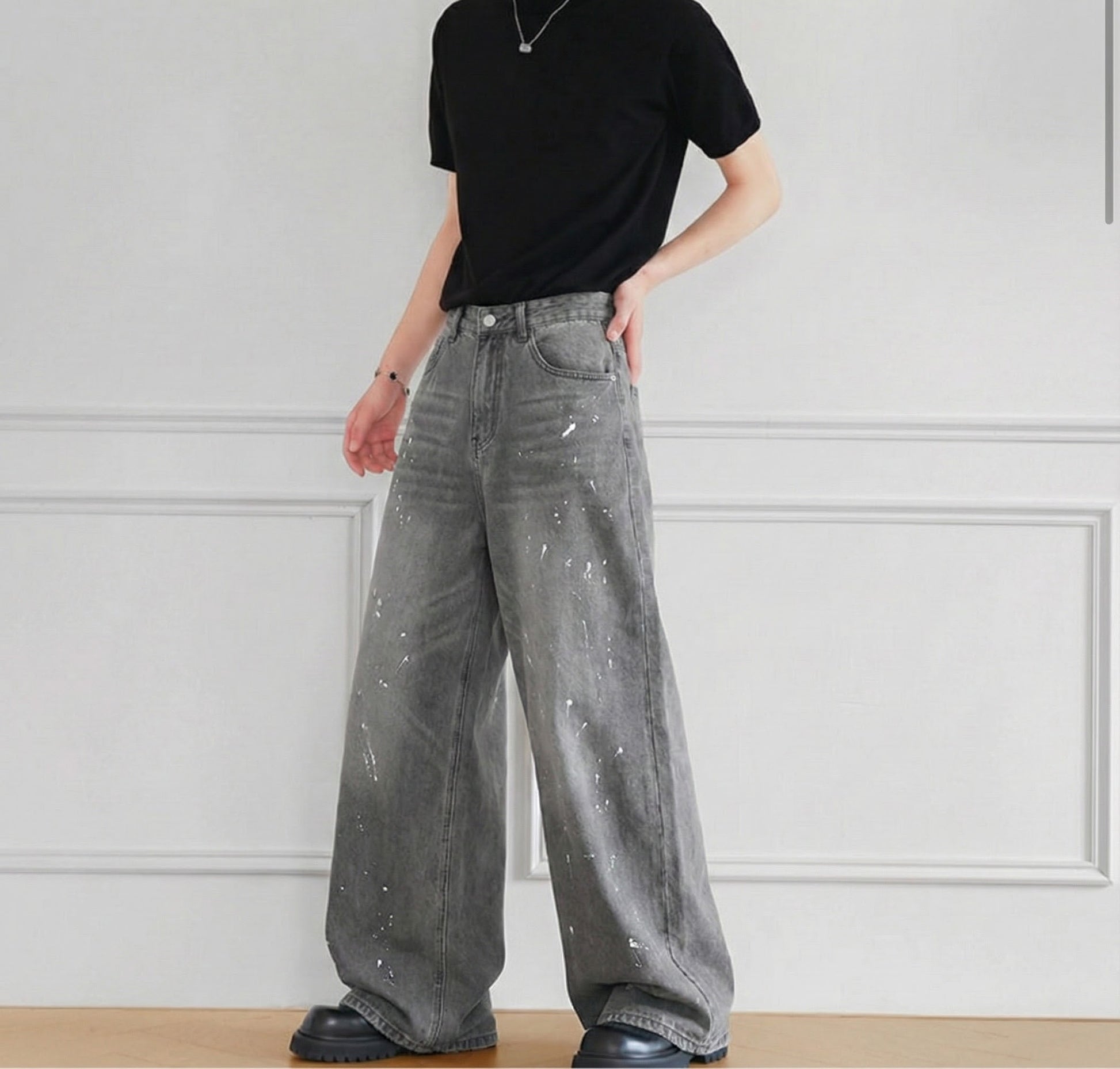 ペイントワイドデニムパンツ