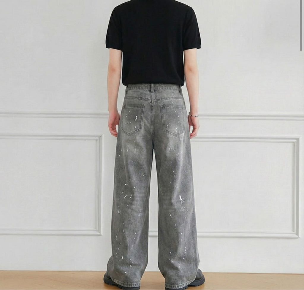 ペイントワイドデニムパンツ