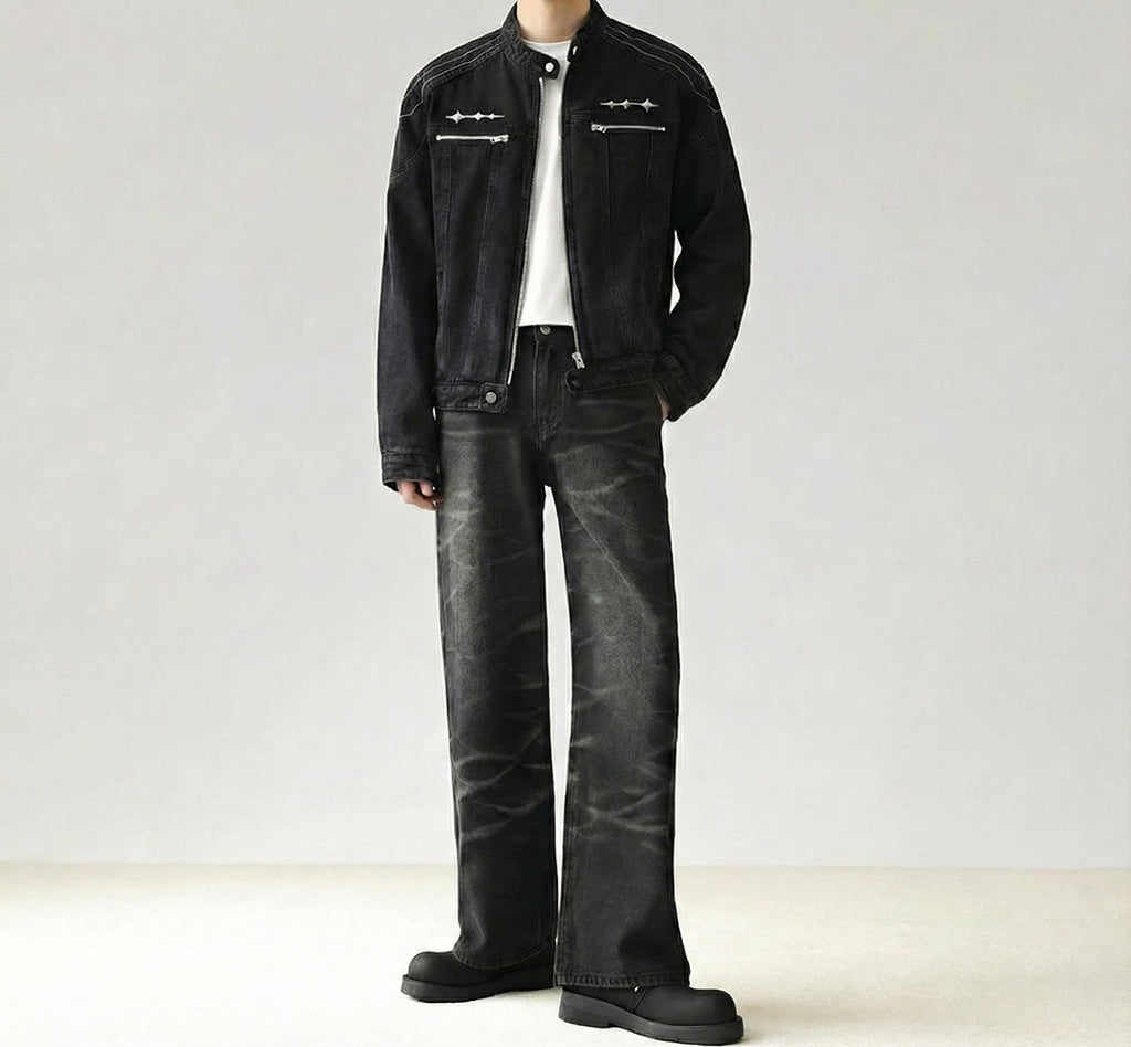 エッジラインジップデニムジャケット