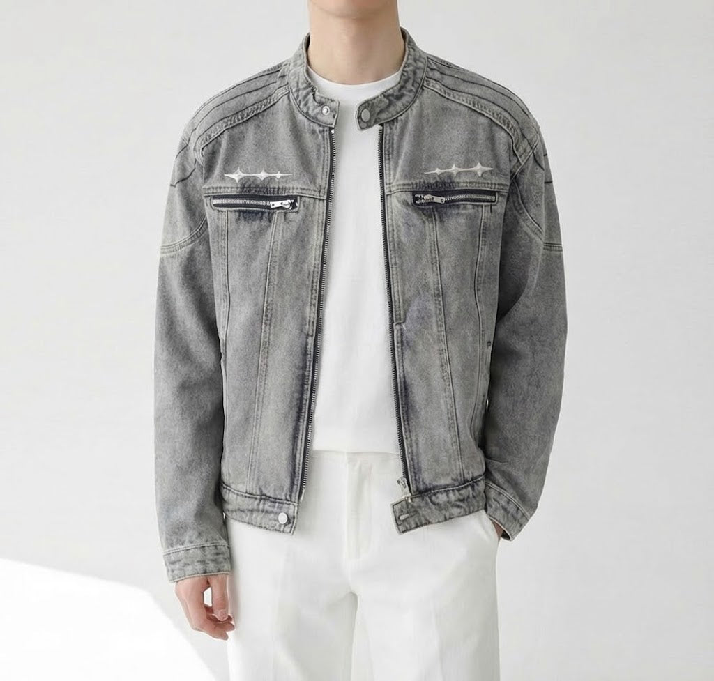 エッジラインジップデニムジャケット
