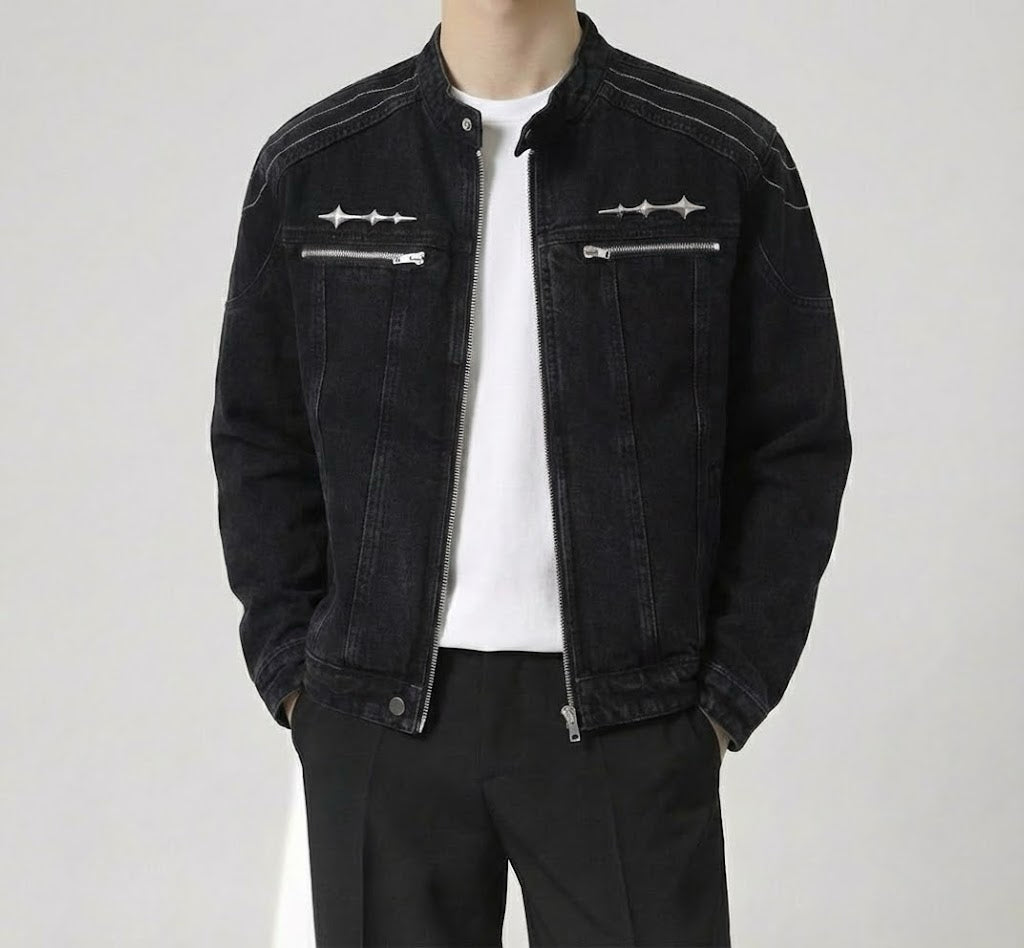 エッジラインジップデニムジャケット