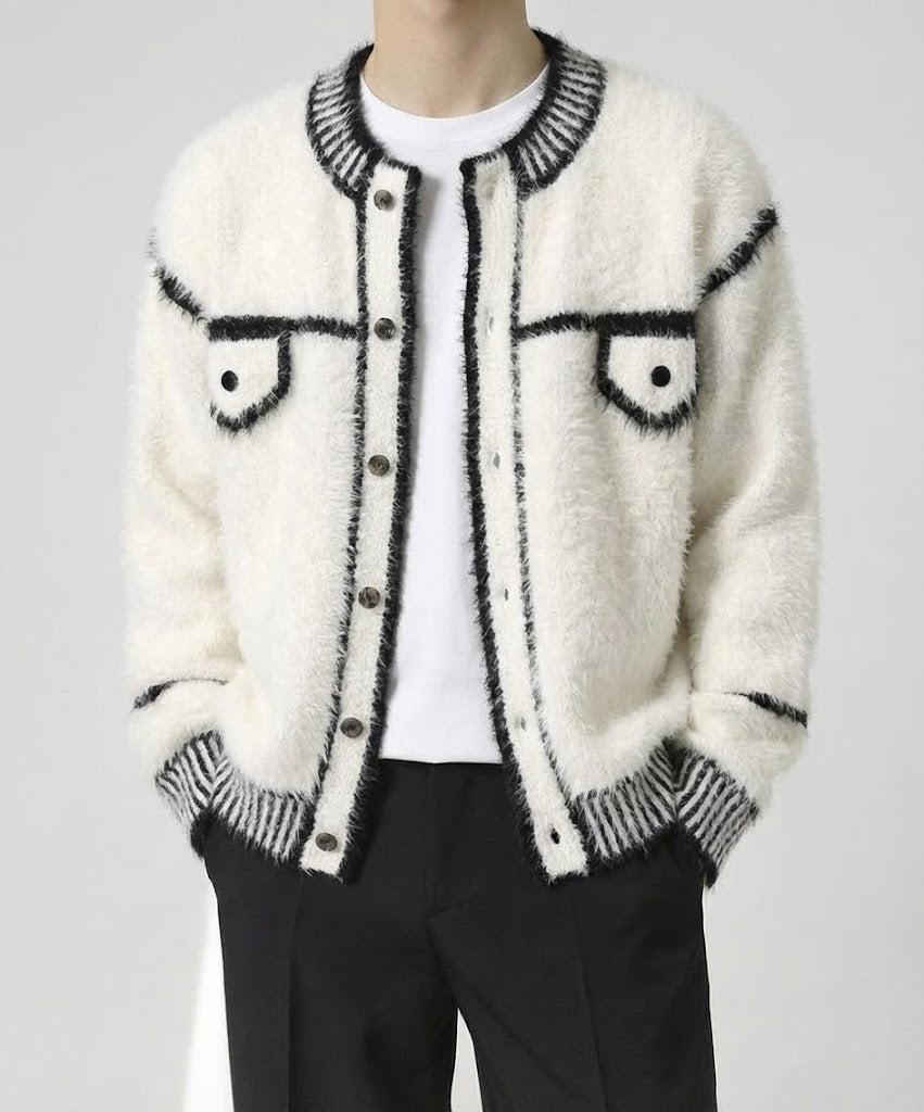 クラウドフェザーノーカラーニットジャケット