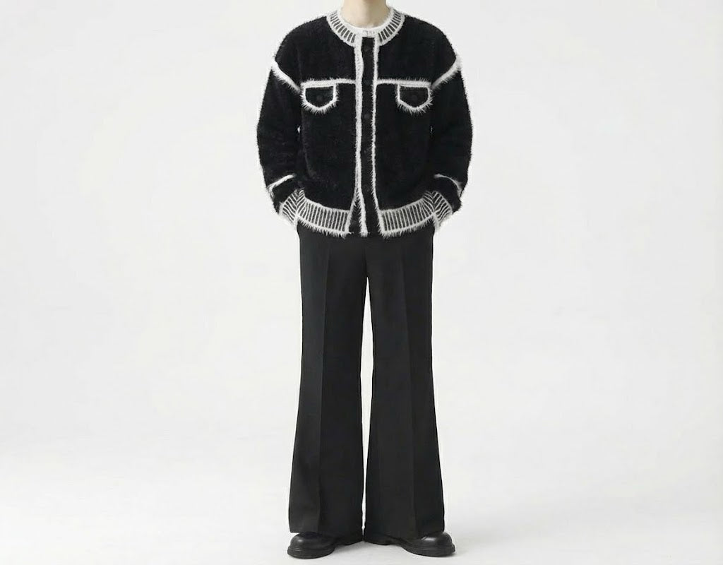 クラウドフェザーノーカラーニットジャケット