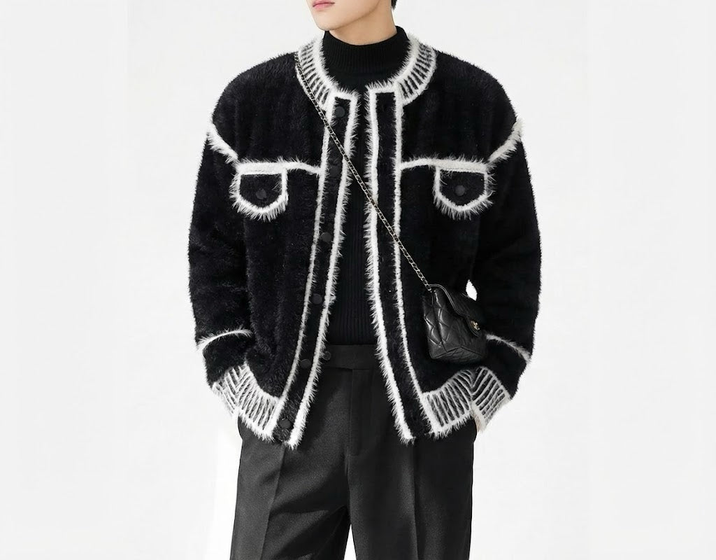 クラウドフェザーノーカラーニットジャケット