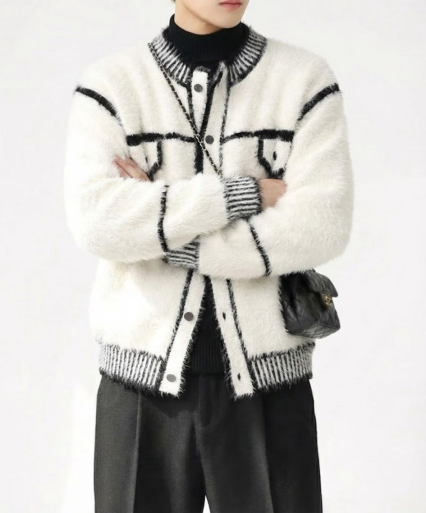 クラウドフェザーノーカラーニットジャケット