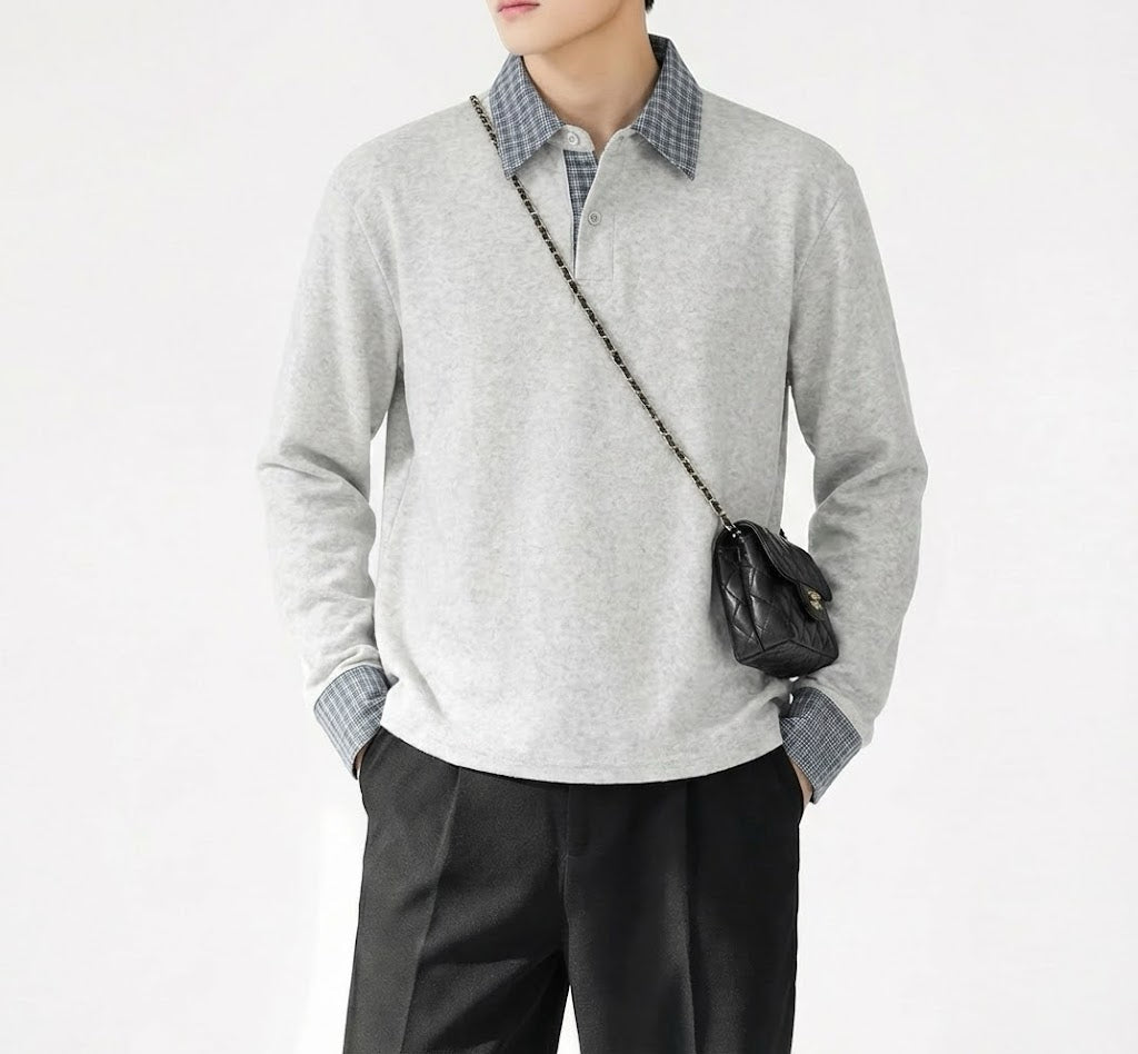 レイヤードコントラストポロトップ