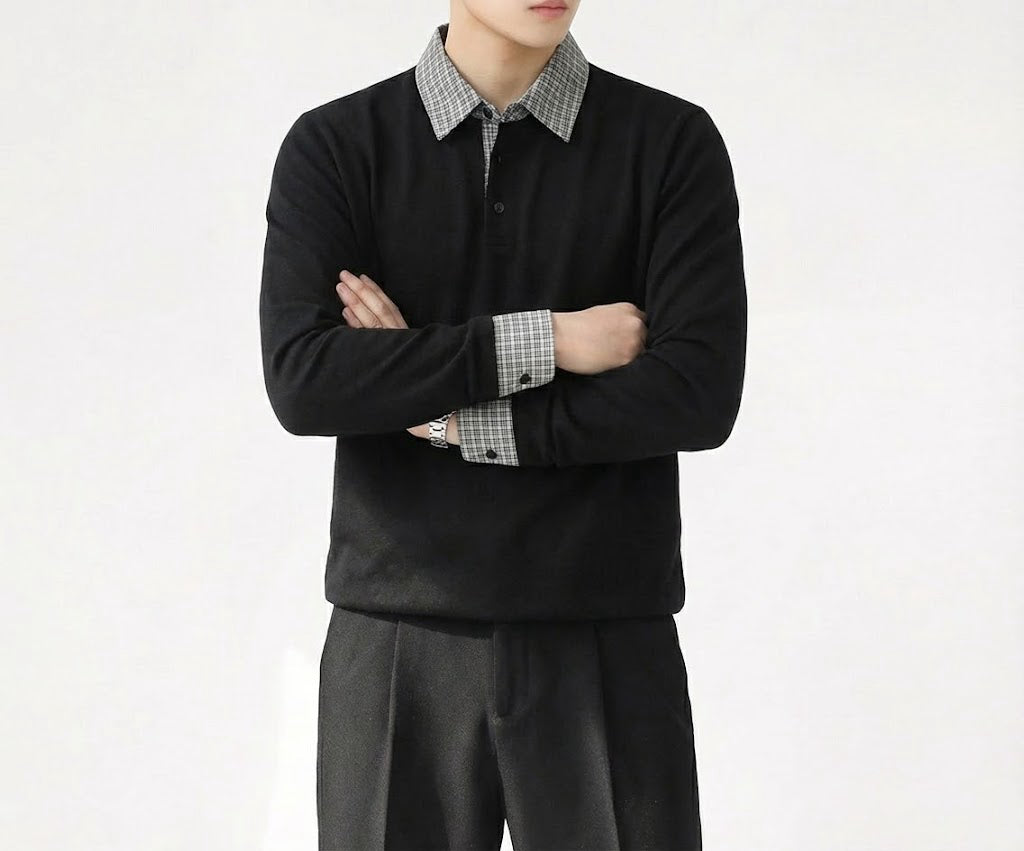 レイヤードコントラストポロトップ