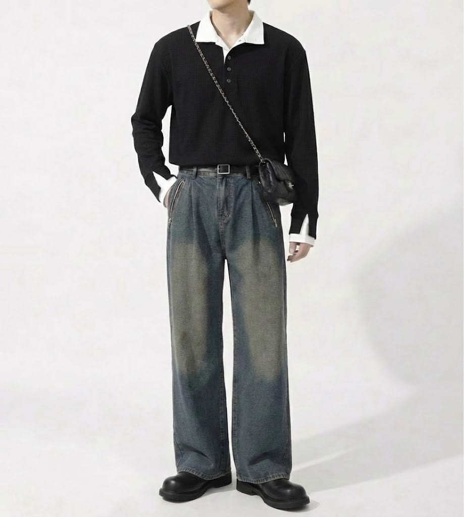 ソフトムードカラーポロニットトップ