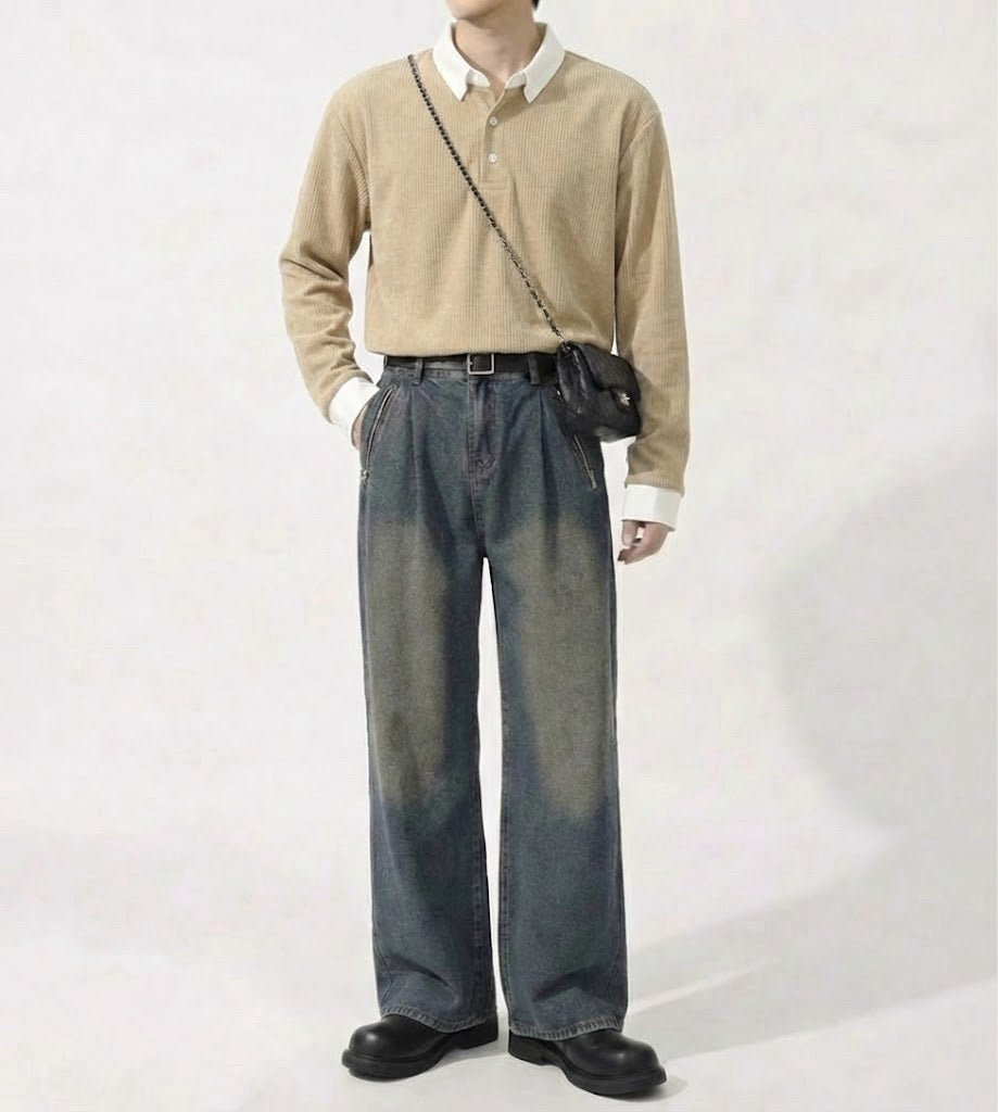 ソフトムードカラーポロニットトップ