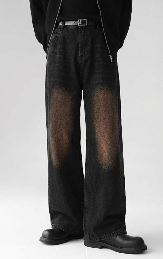 フェードフローワイドシルエットデニム