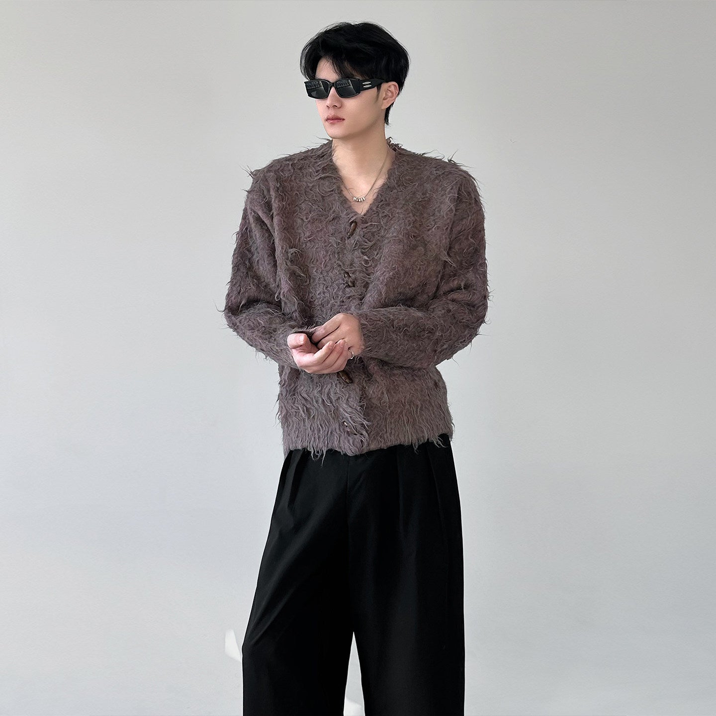 エアリーシャギーニットカーディガン