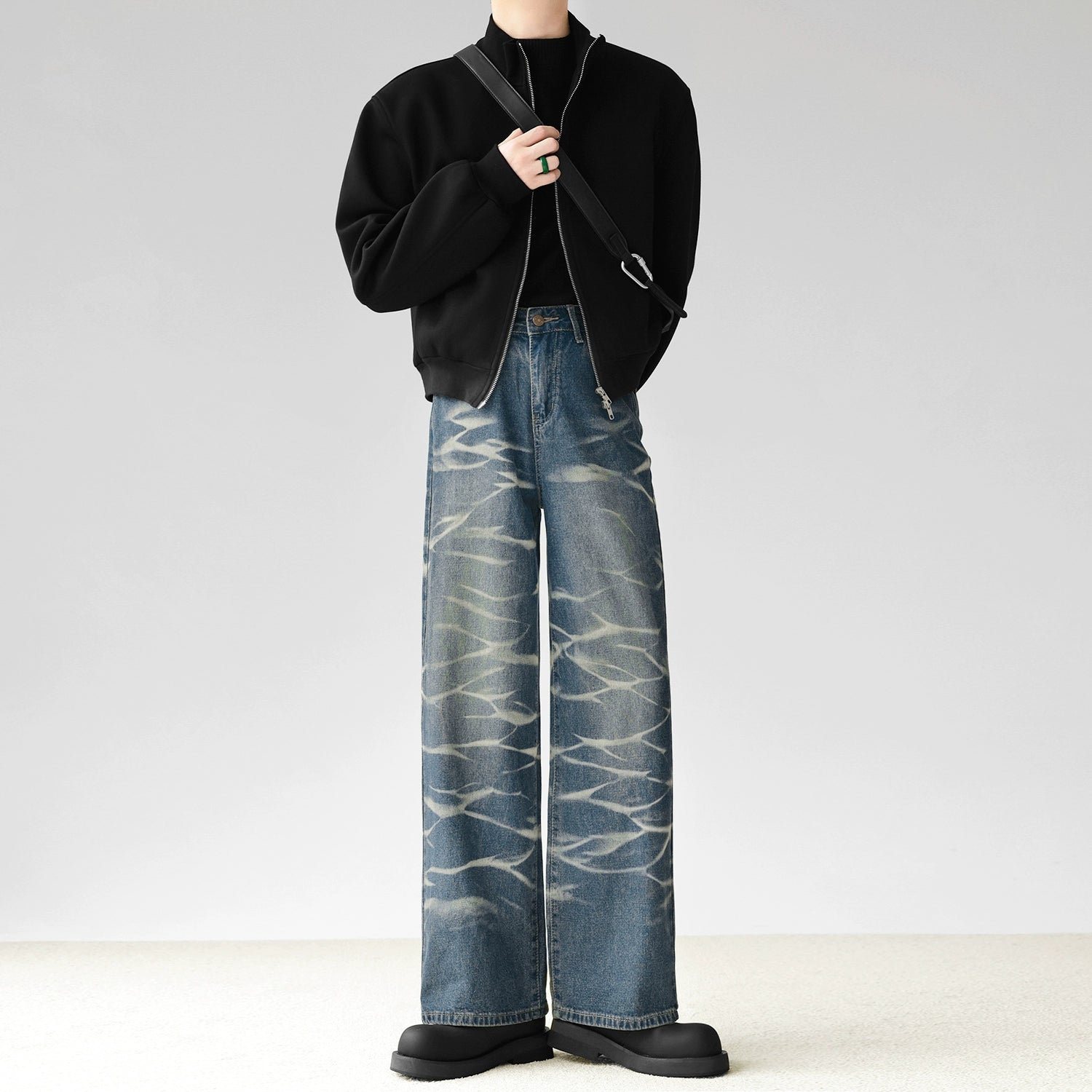 ウェーブウォッシュワイドデニム