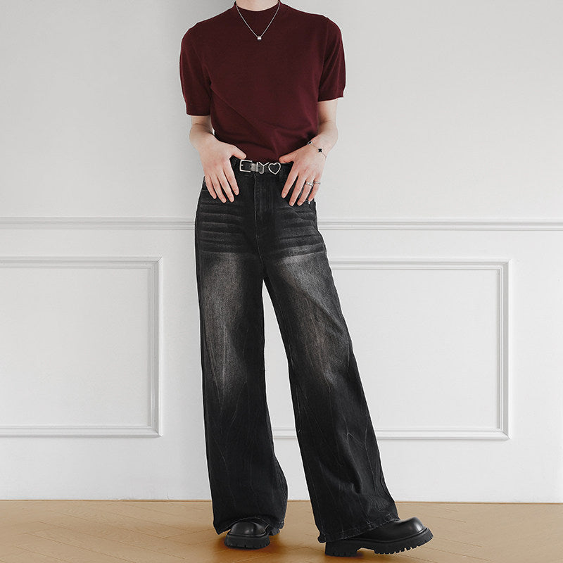 シャドウフェードルーズストレートデニム