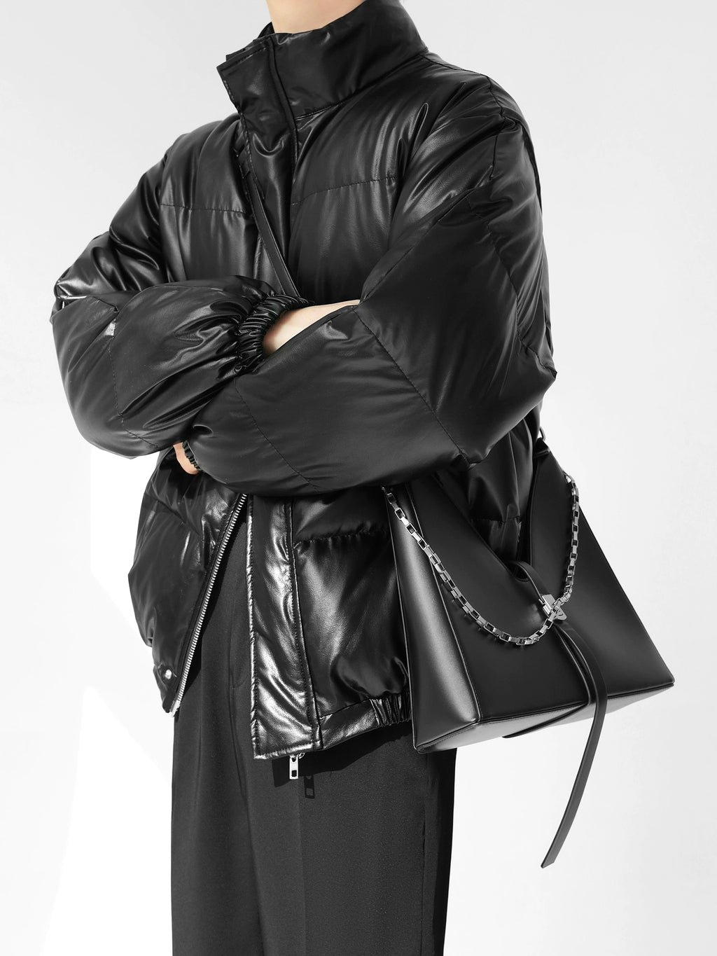 クラシックPUレザーパファーブルゾン