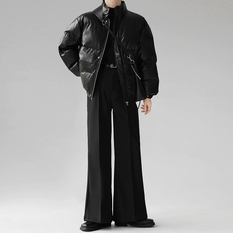 センタープレスワイドセミフレアスラックス