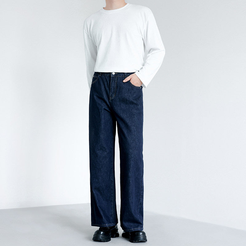 クラシックワイドストレートデニムパンツ