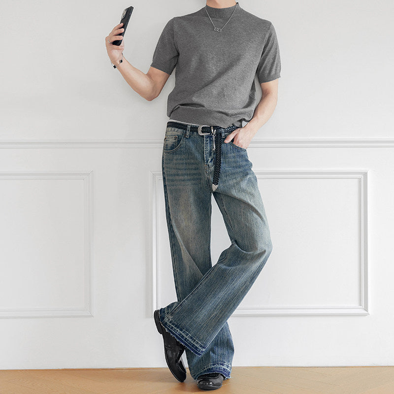 ミュートブルーセミフレアデニム