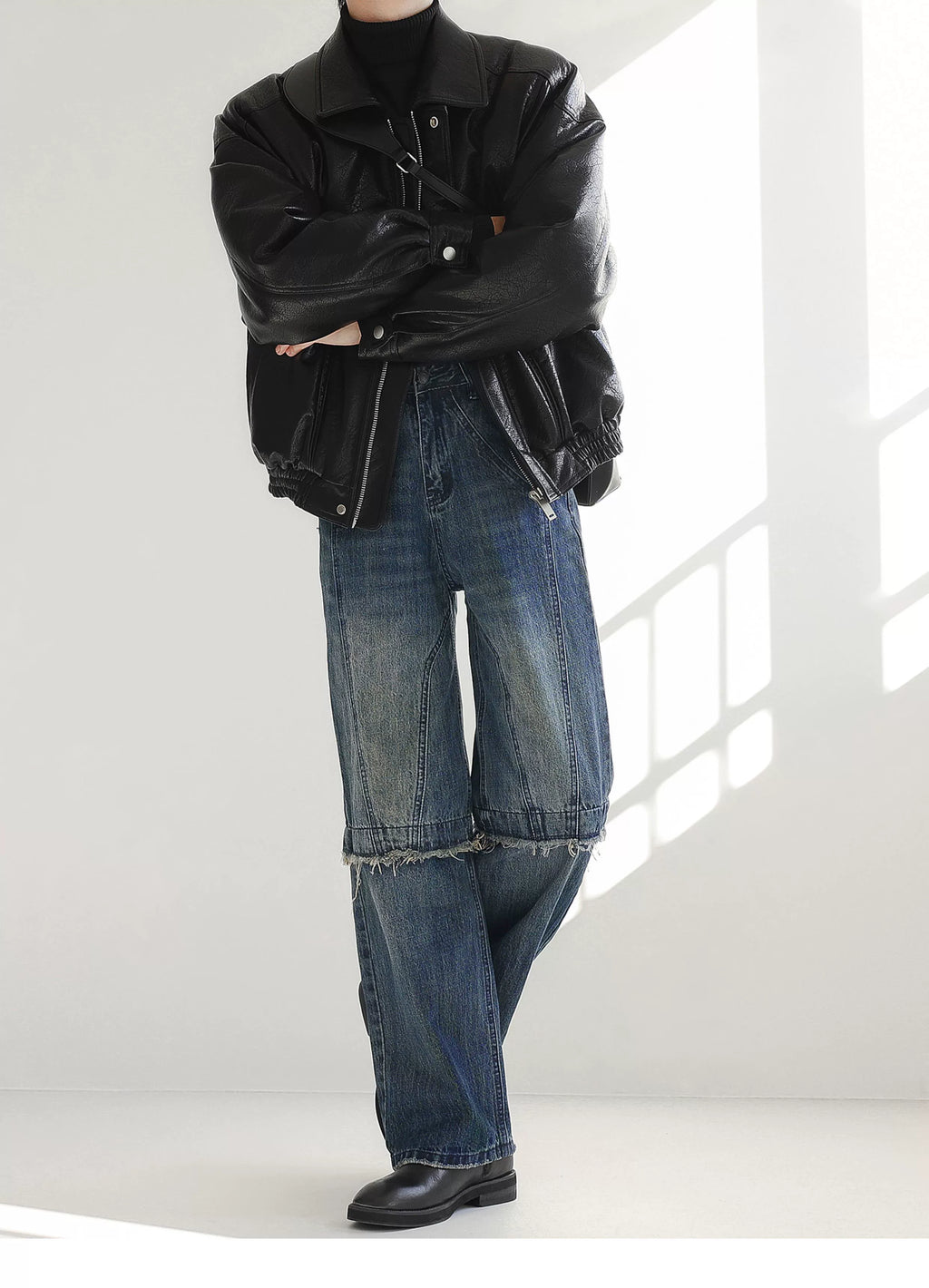 カットオフフリンジデニムパンツ