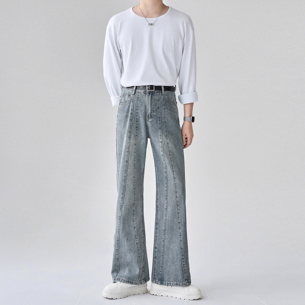 センタープレスフレアデニムパンツ