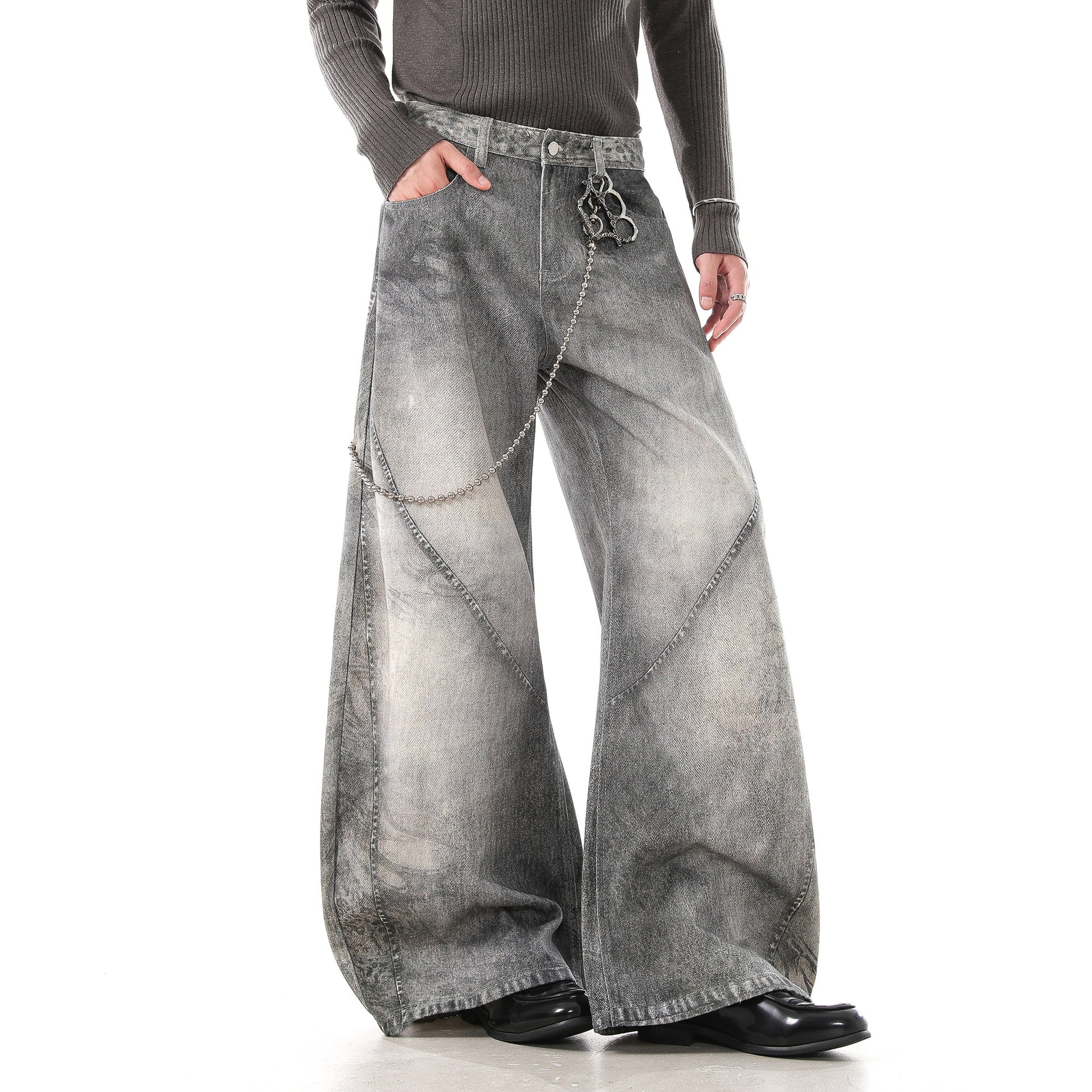 シャドーグラデーションカットワイドデニム