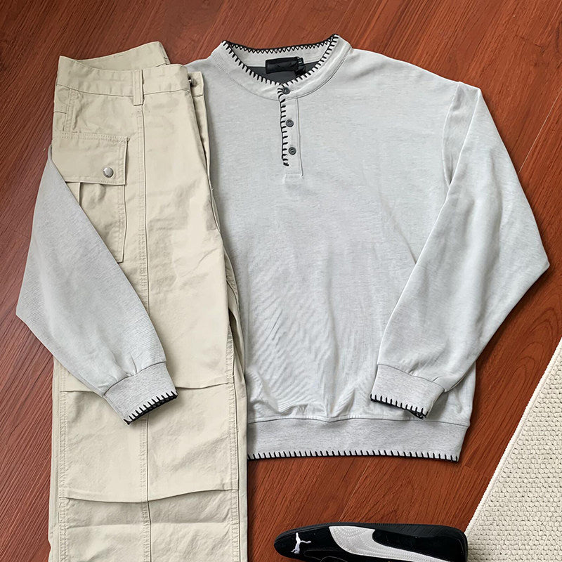 ステッチヘンリーネックスウェット