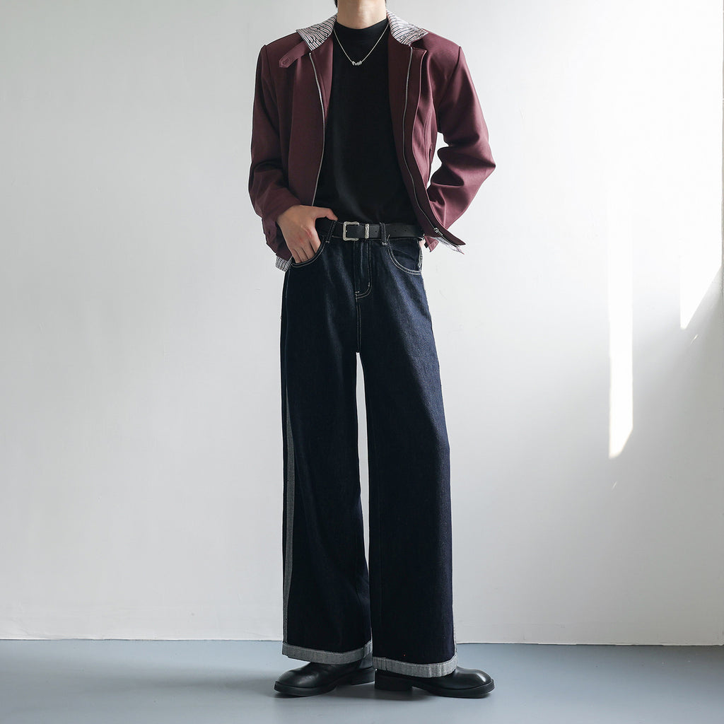 サイドアクセントワイドストレートデニム