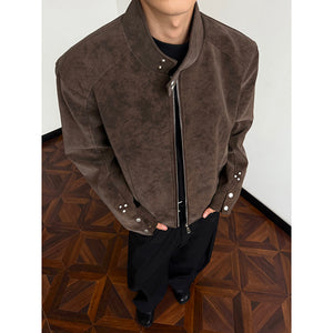 スタンドネックレザーブルゾン