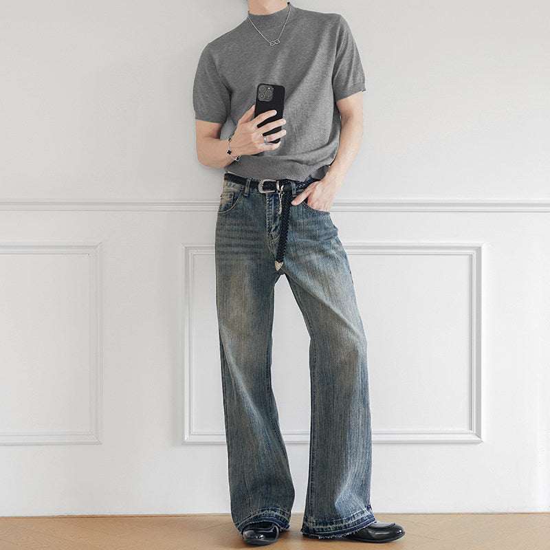 ミュートブルーセミフレアデニム