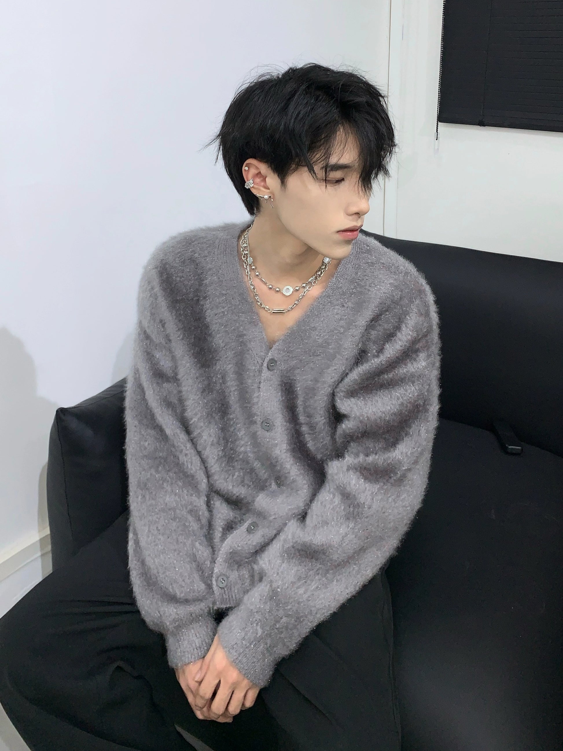 ラメシャギーニットカーディガン