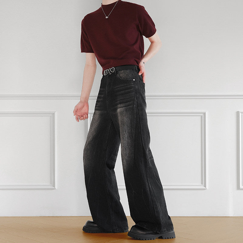 シャドウフェードルーズストレートデニム