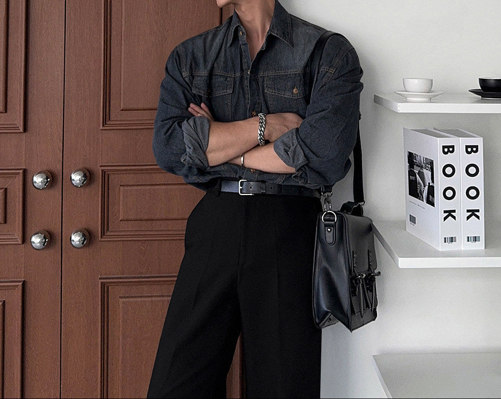 ダークチェックルーズシャツ