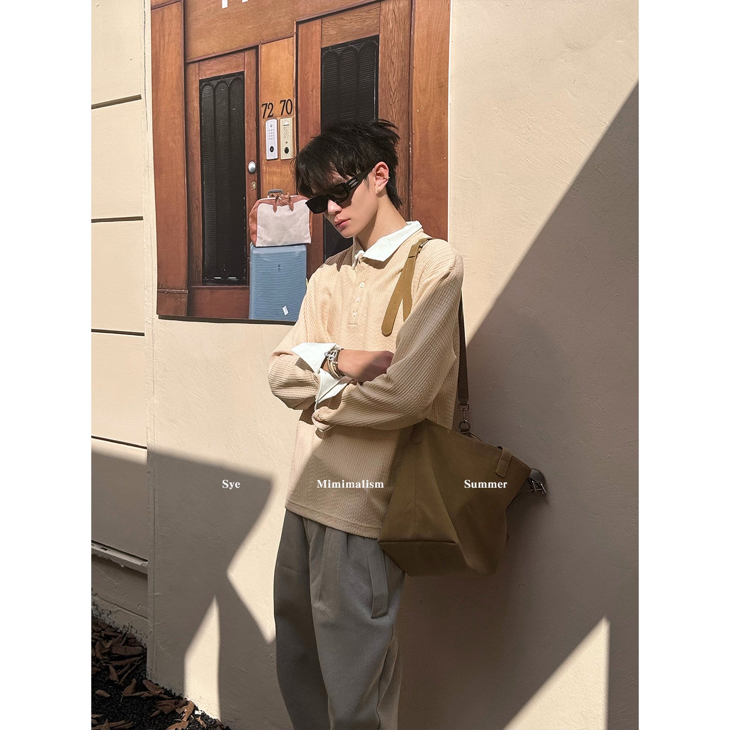 ソフトムードカラーポロニットトップ