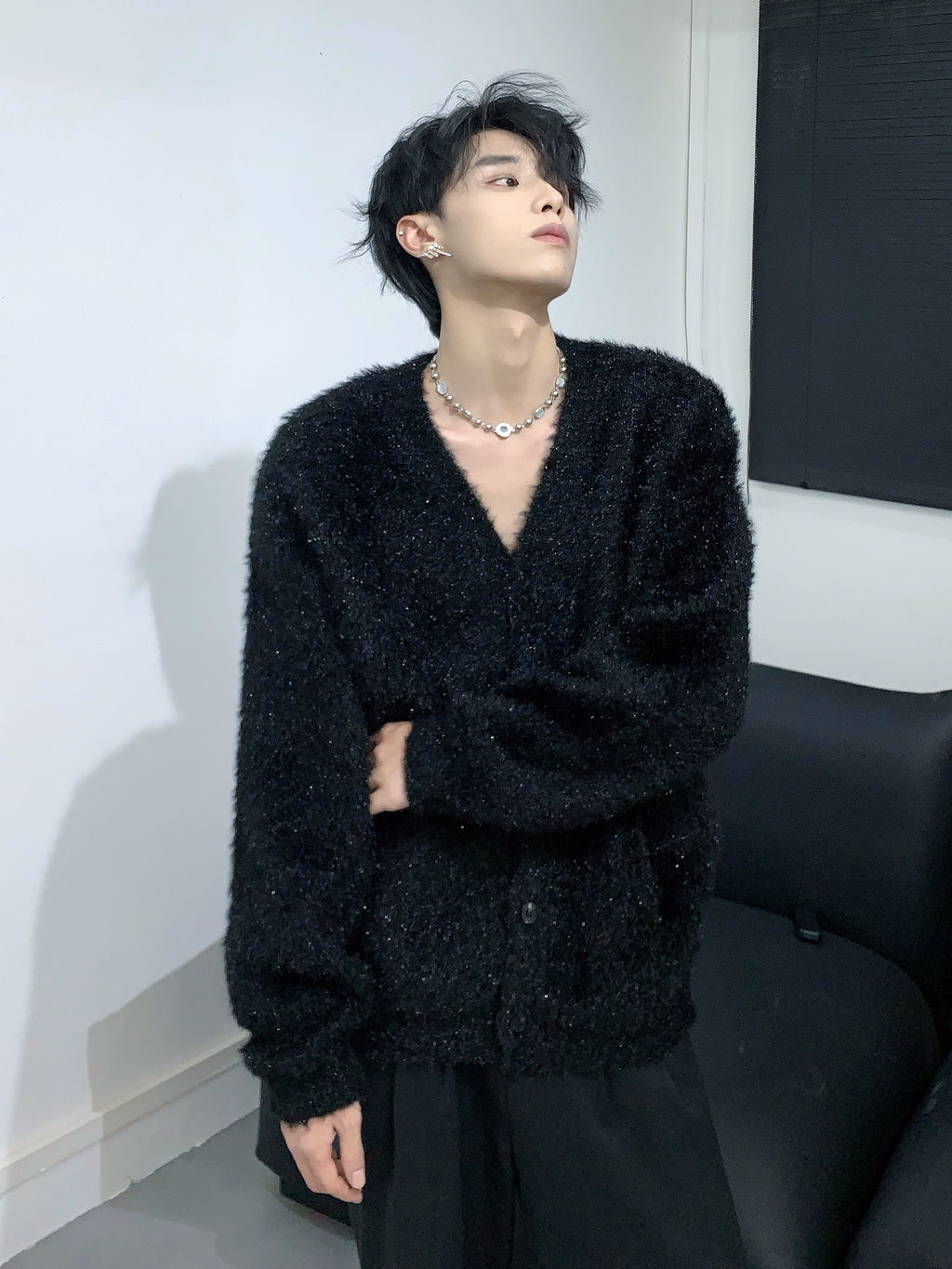 ラメシャギーニットカーディガン