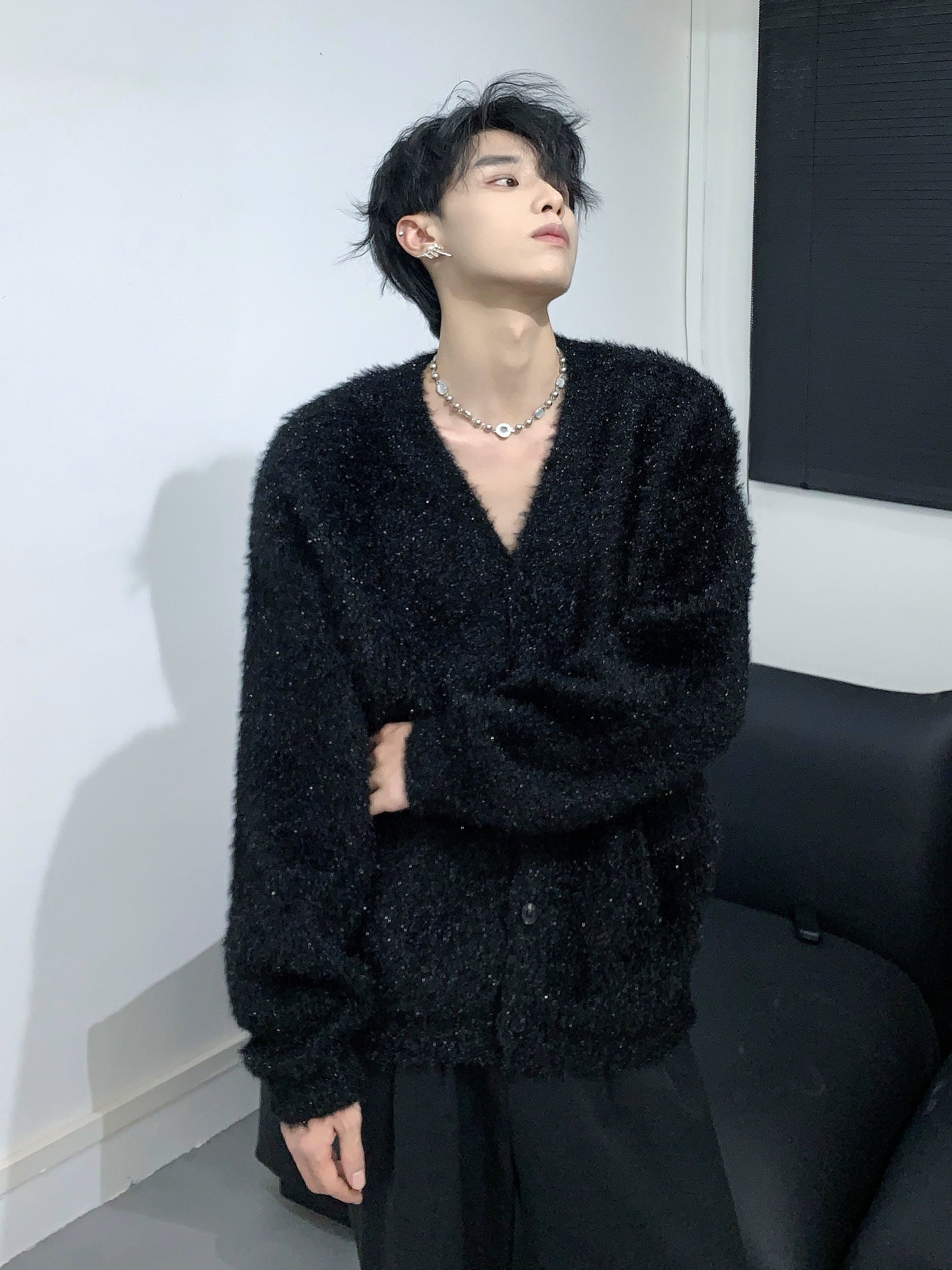 ラメシャギーニットカーディガン