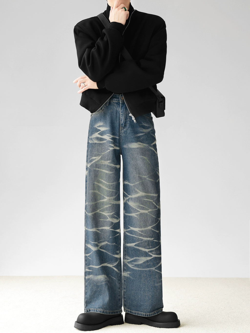 ウェーブウォッシュワイドデニム