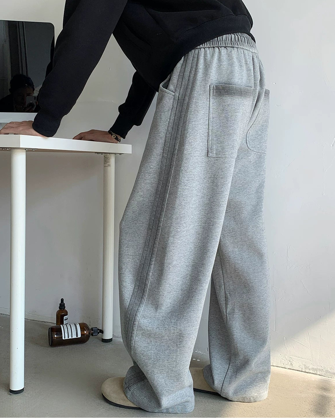 サイドニットライン ワイドスウェットパンツ