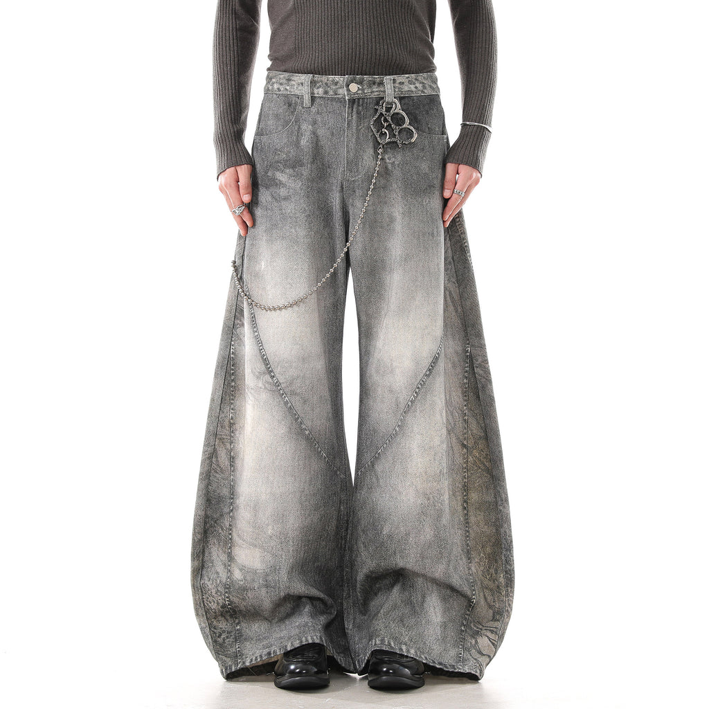 シャドーグラデーションカットワイドデニム