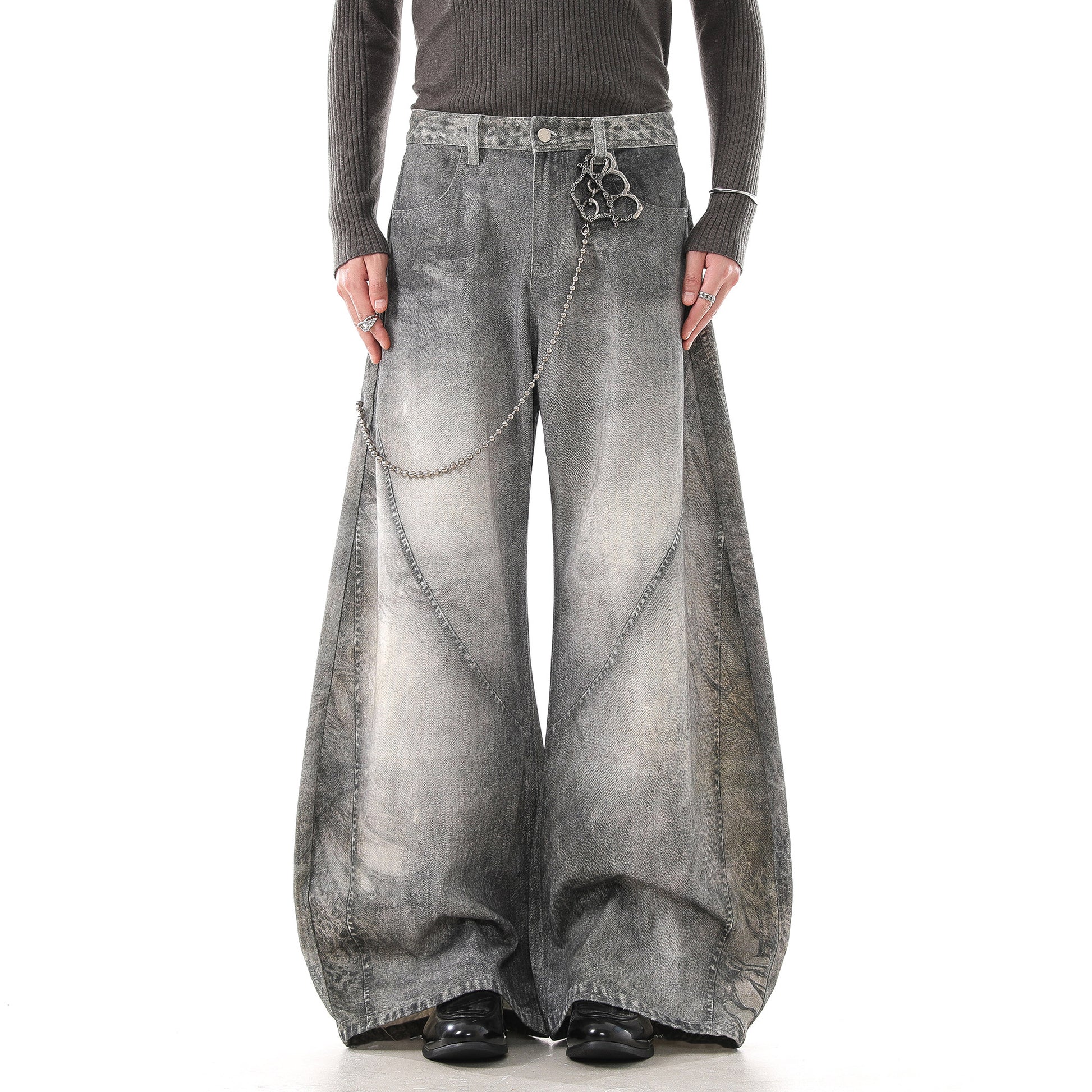 シャドーグラデーションカットワイドデニム