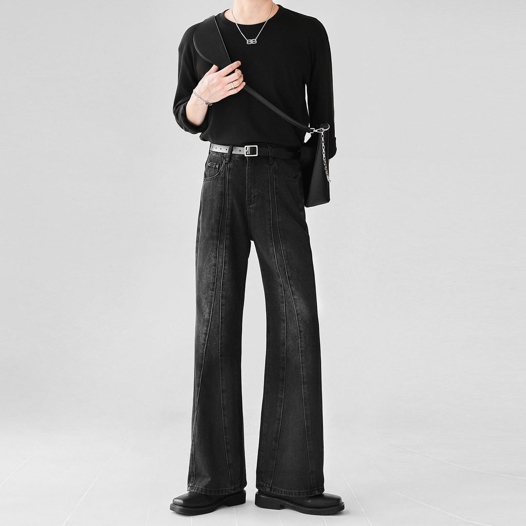 センタープレスフレアデニムパンツ