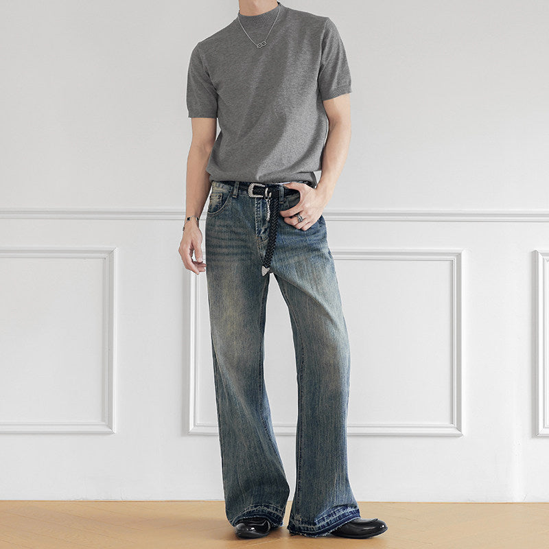 ミュートブルーセミフレアデニム