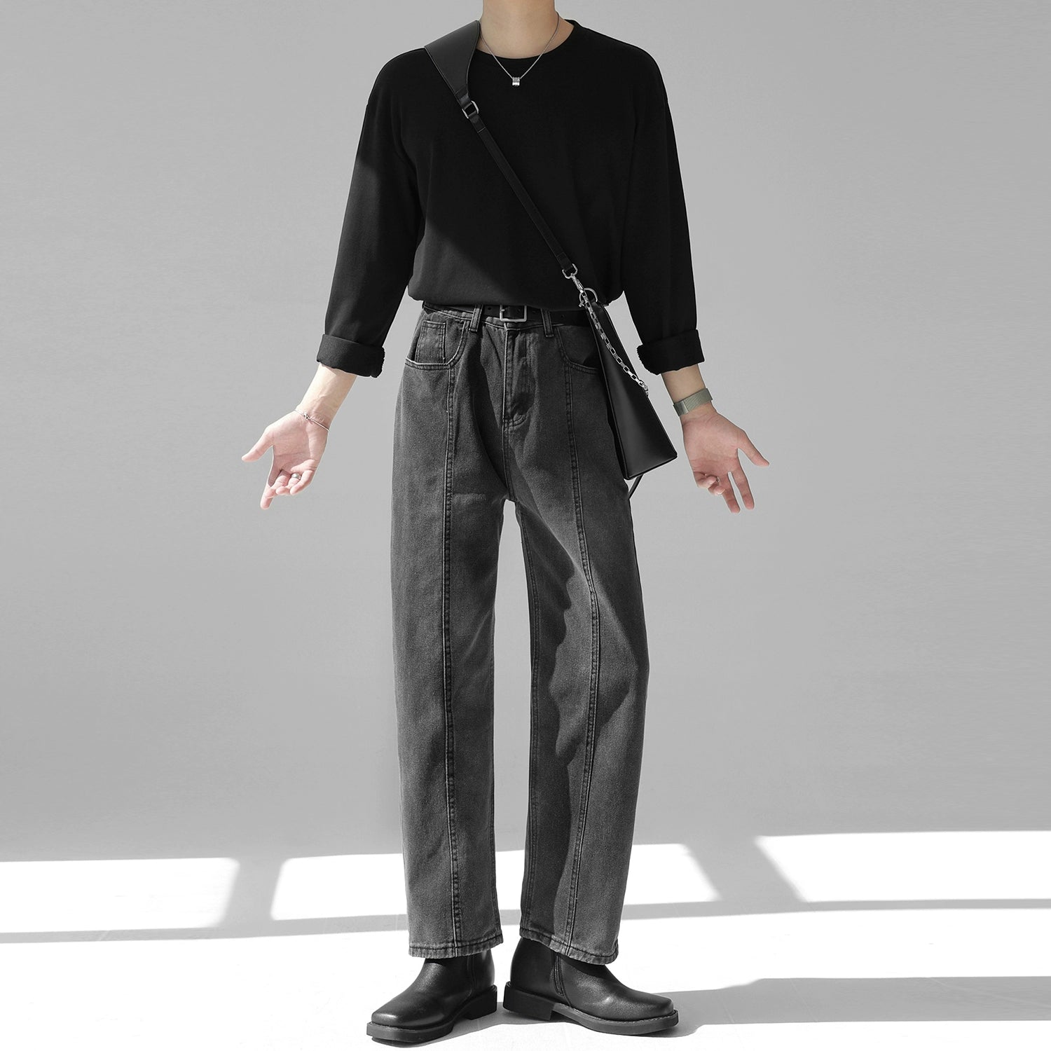 センターラインストレートデニム