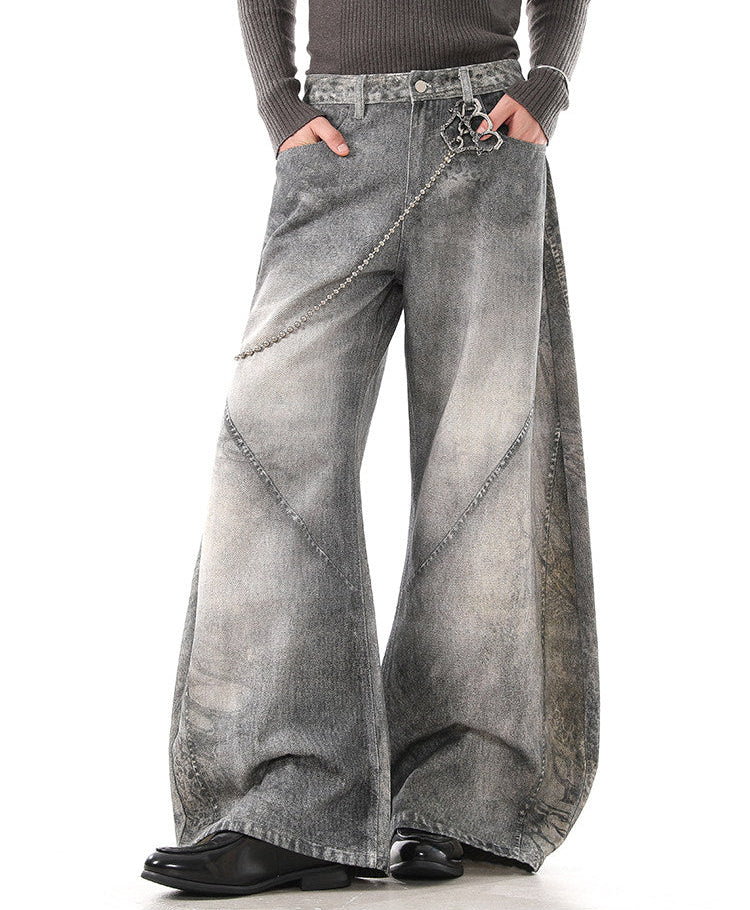 シャドーグラデーションカットワイドデニム